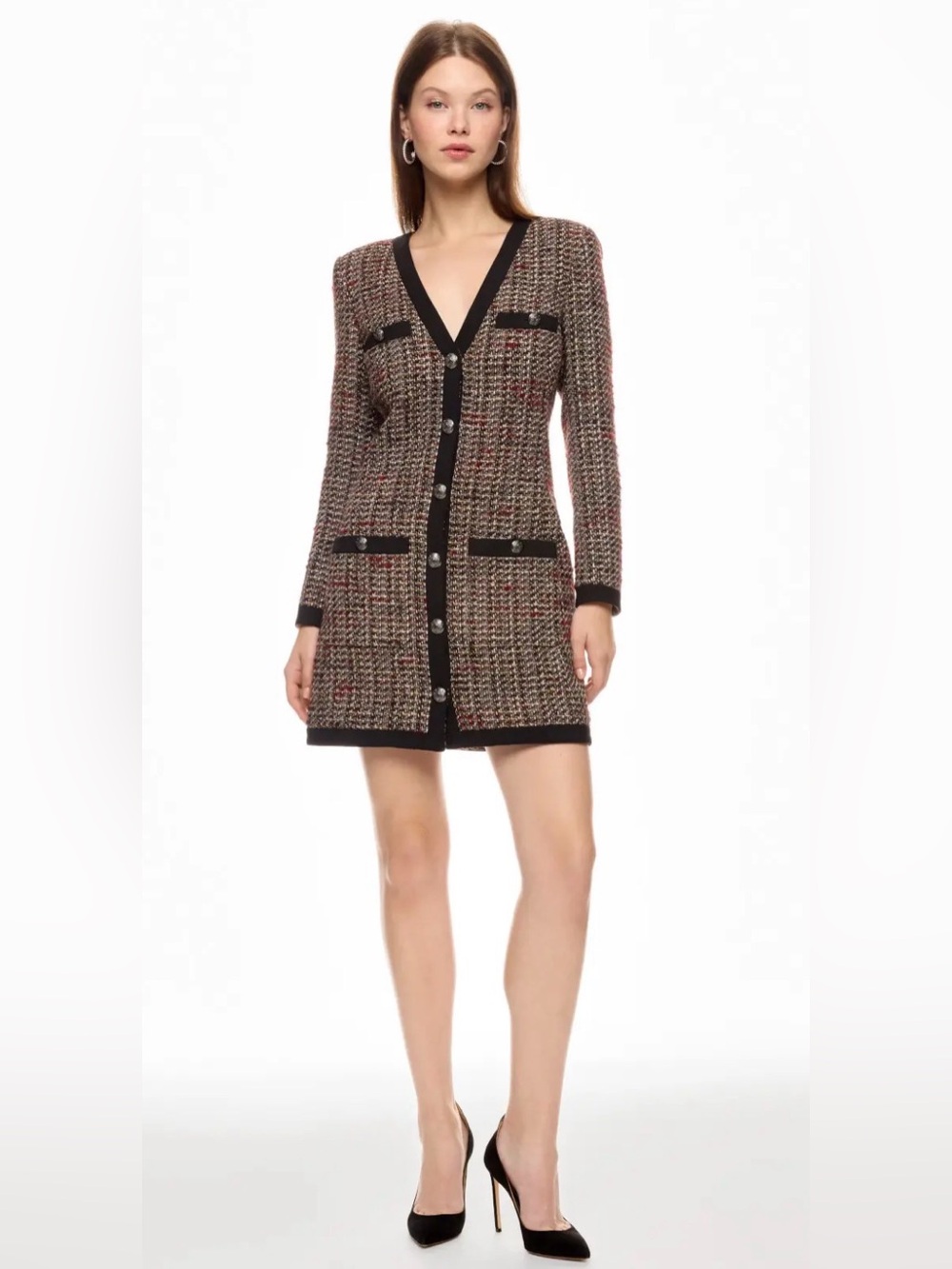 Veronica Beard Kenai Metallic Cotton-Blend Tweed Mini Dress